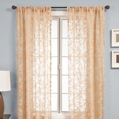 Badi Scroll Rod Pocket Panel in Champagne Size: 120"L x 54"W