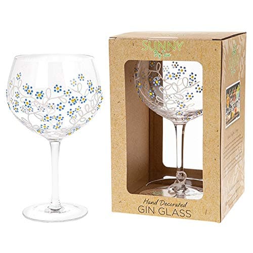 Gin Goblet - Hand Decorated Gin Glass - Forget Me Not - Sunny By Sue