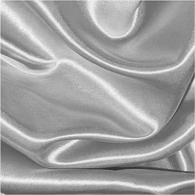 GORGEOUS SILKY SATIN FABRIC, DRESSMAKING, WEDDING, PROM - SILVER - PER METRE *UK SELLER*