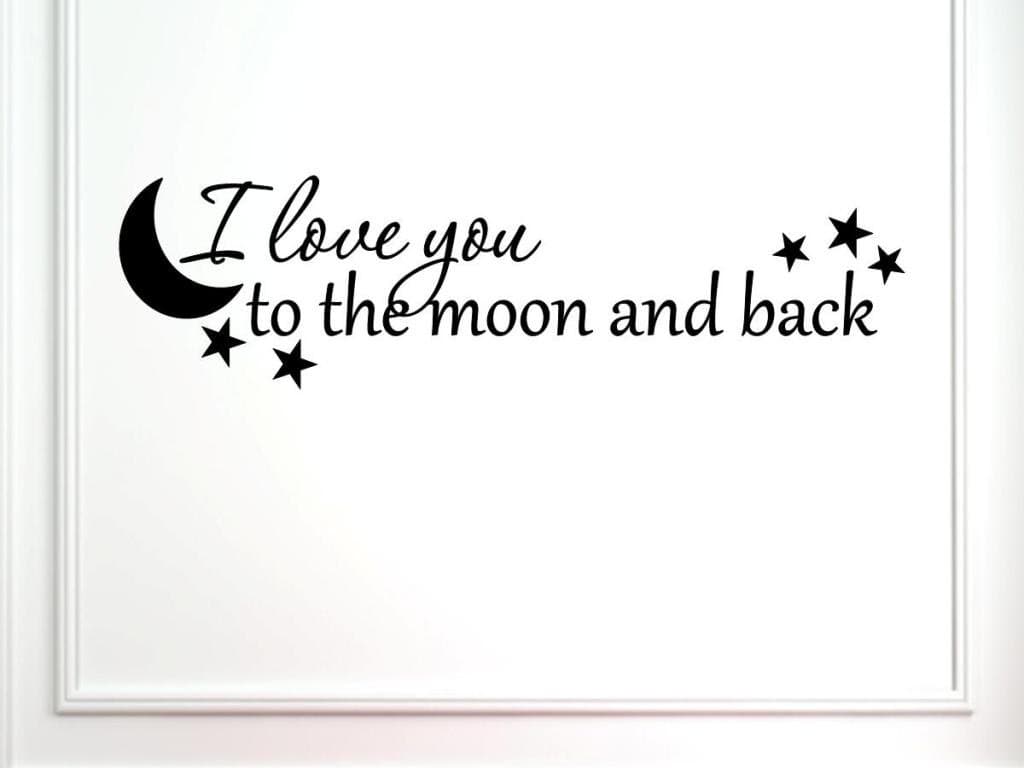 Vinylsay 1246.Ilove-G.Black -44x12 Decal I Love You to The Moon and Back Saying Wall Decal, 44 x 12, Gloss Black