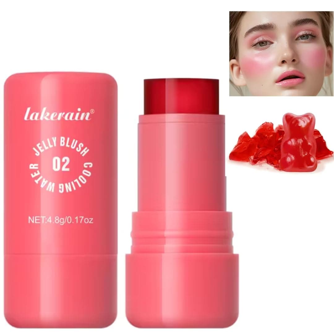 NIKITA.VIVI - Cooling Water Jelly Tint Blush Stick (#2 Red) | Multi-Use Cheek and Lip Stain|Water Jelly Blush Lip Gloss Creates Moist Long Lasting Watercolor Effect |Just Swipe On & Blend It Out 4.8g