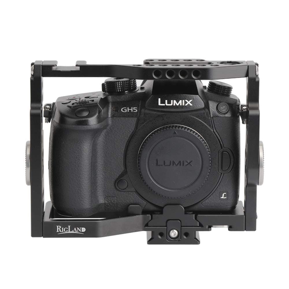 RigLand GH5 Cage for Panasonic GH4 / GH5 / GH5S, Camera Cage with Built-in Quick Release Plate and Rosette Mount for Panasonic GH5 / GH5S / GH4-679