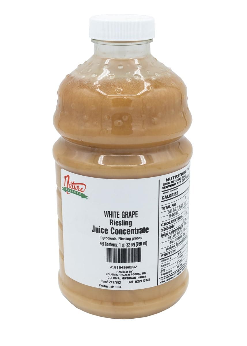 Nature Blessed 100% Pure Riesling White Grape Concentrate - 1 Quart (1/32 fl oz bottle), Applications: Home Wine Making, Beer Brewing, Distilling, Smoothies, Jelly Production
