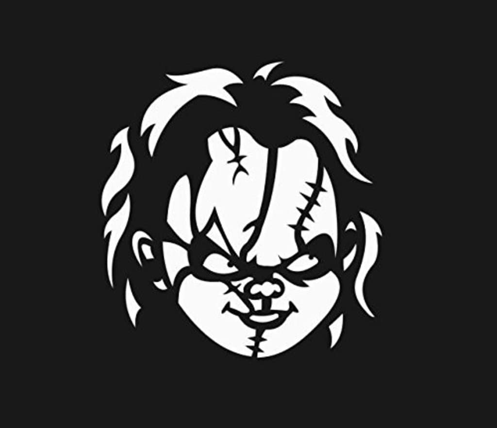 Chucky Face Horror Halloween CCI Decal Vinyl Sticker|Cars Trucks Vans Walls Laptop| White | 5.5 x 5.2 in | CCI258