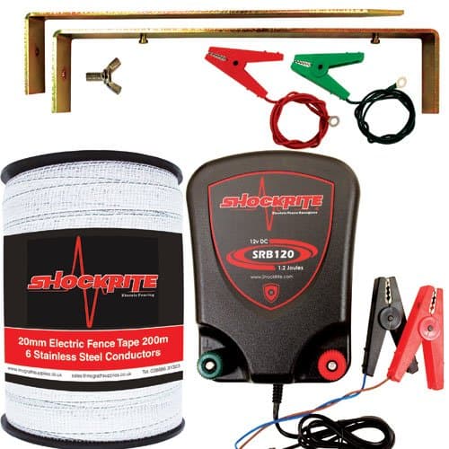 Electric Fence 12v Energiser SRB120 1.2J 200m 20mm White Tape