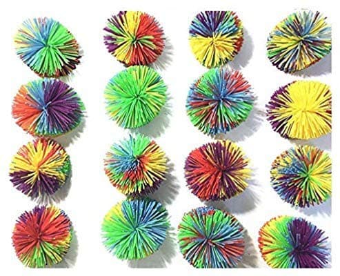 16 Pack Monkey Stringy Balls, Soft Stress Balls Monkey Balls, Well -Touch Balls,Rainbow Pom Ball, Colorful Bouncy Ball .