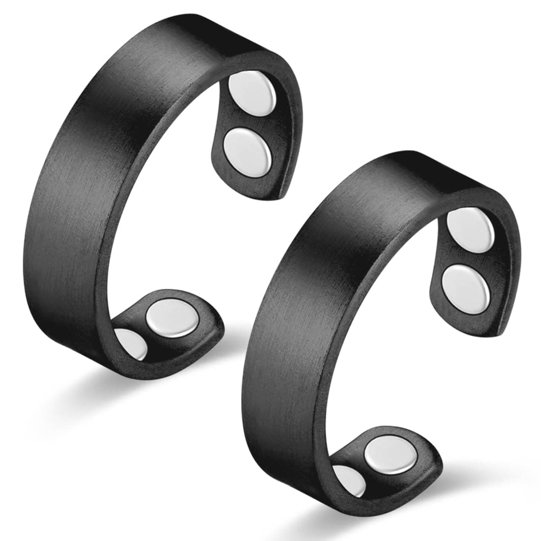 Vicmag 2PCS Copper Magnetic Rings for Women 99.9% Copper Finger Ring Ultra Strength Magnet Gift Adjustable(4X Black)
