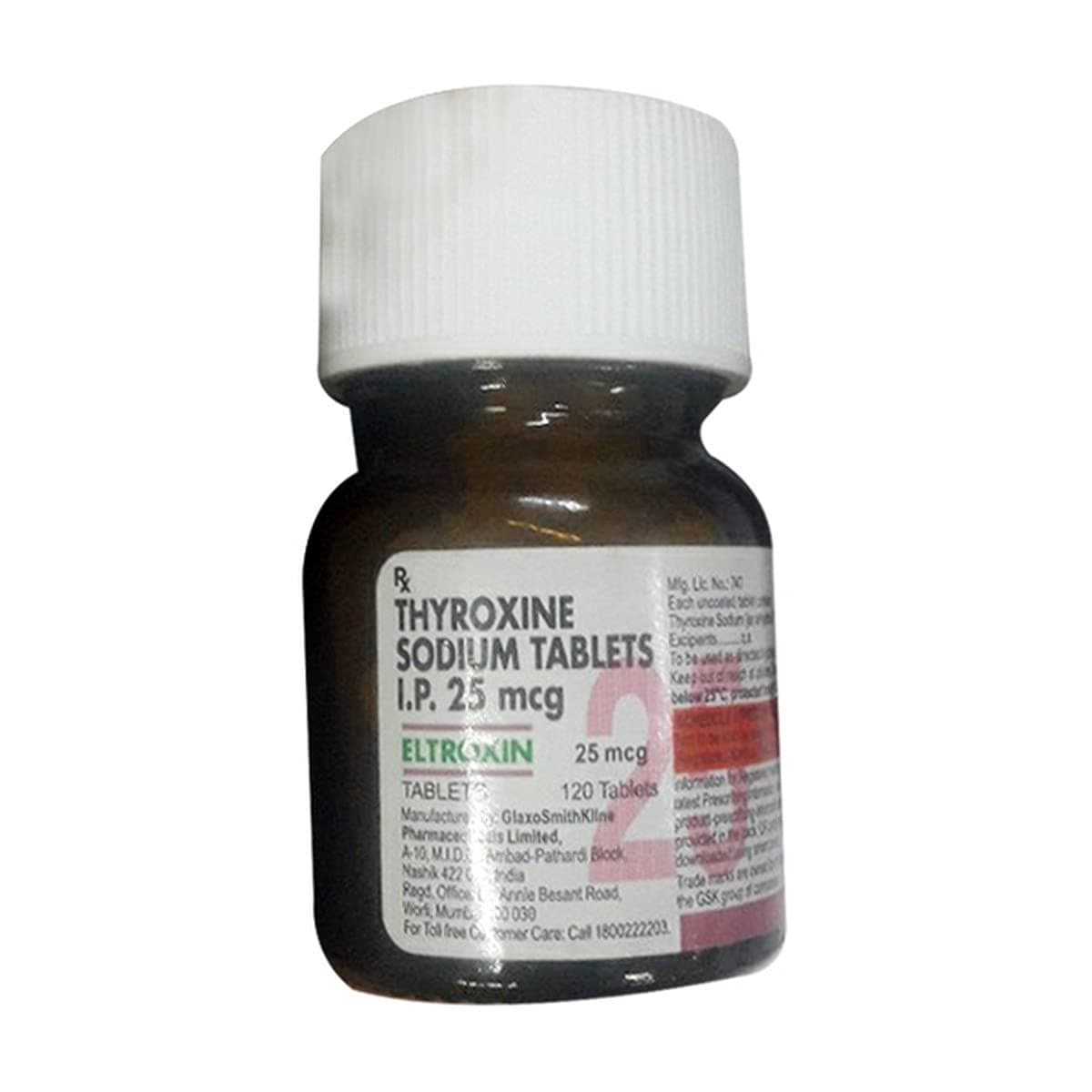 Eltroxin 25mcg - Bottle of 120 Tablets