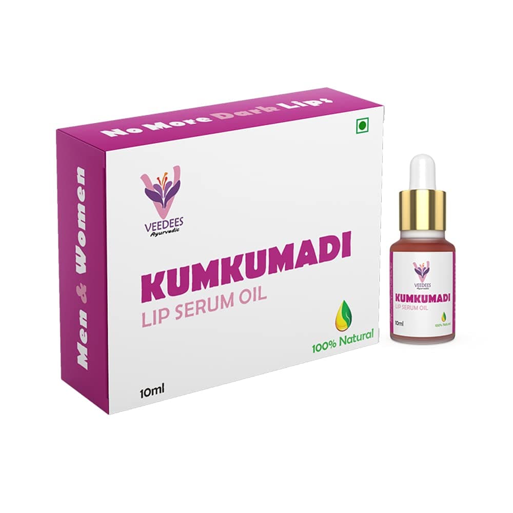 Kumkumadi Lip Serum Oil Lightening Brightening Softening Lip Serum for Dark Lips | Lip Oil with Natural Botanical Extracts | Men and Women, 10ml