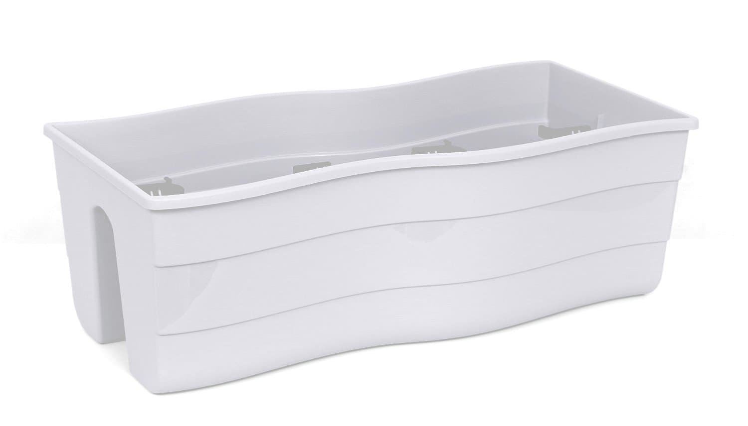 POKM Toolsmarket GmbH Wave Balcony Flower Box Railing Box Balcony Box 60 x Height 20 cm White
