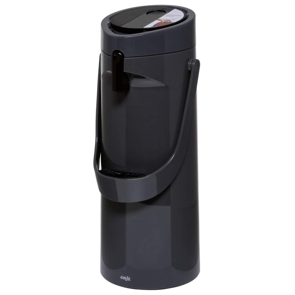 GmbH 515706 Ponza Insulated Thermos jug: 1.9 litres, Stainless Steel, 17 x 16.5 x 39 cm, Stainless Steel, Charcoal, 17 x 16.5 x 39 cm