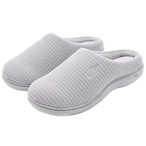 Womens Cozy Breathable Memory Foam Slippers Nonslip Rubber Sole House Shoes