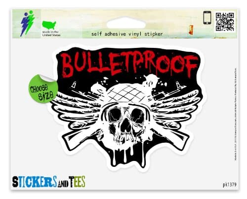 Bulletproof Military Skull Car Sticker Indoor Outdoor 5" x 4"
