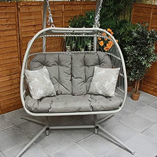Garden Store Direct Eleanor Folding Double Hanging Egg Chair Cocoon In Cappuccino Fold Away Design