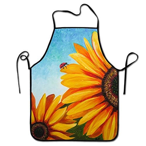 Liubajsdj-Waist Adjustable Professional Apron Kitchen Sunflower Floral Art1 Aprons Comfortable Perfect For Cooking Guide