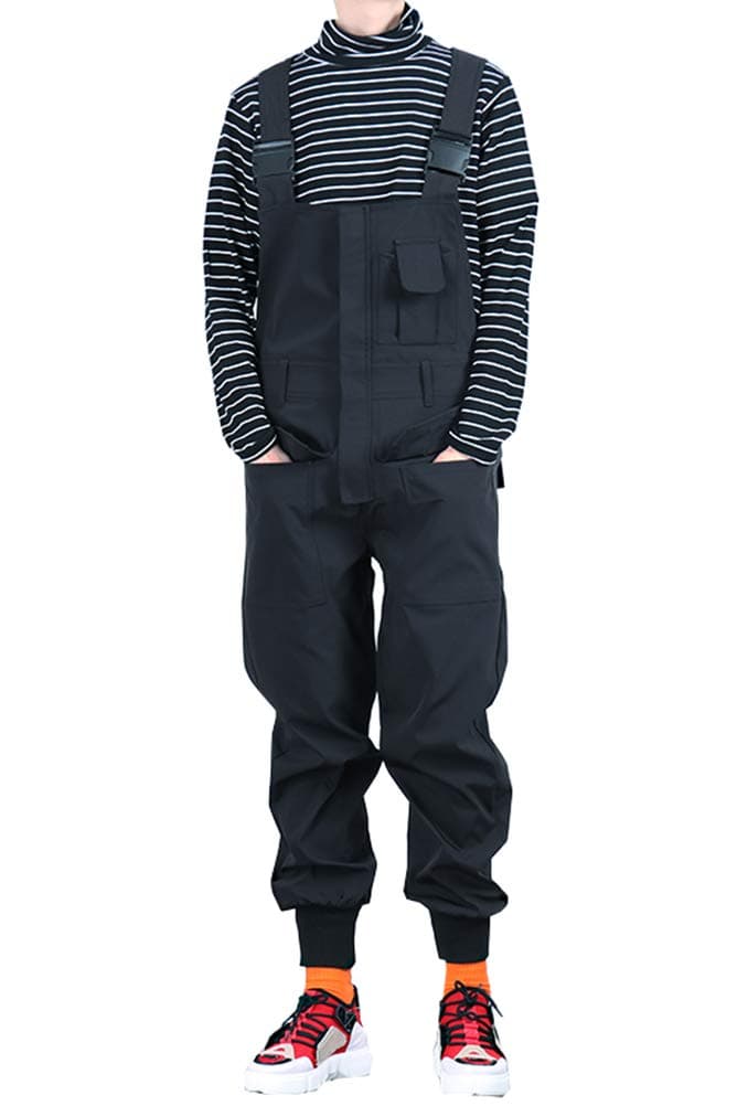 GINZOUS Men's Pockets Cargo Joggers Loose Hip Hop Bib Overalls