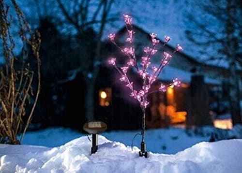 Solar Cherry Blossom Christmas Xmas Tree Garden Led Light -18" Inch Tall with 20 Pink Led Lights Flower