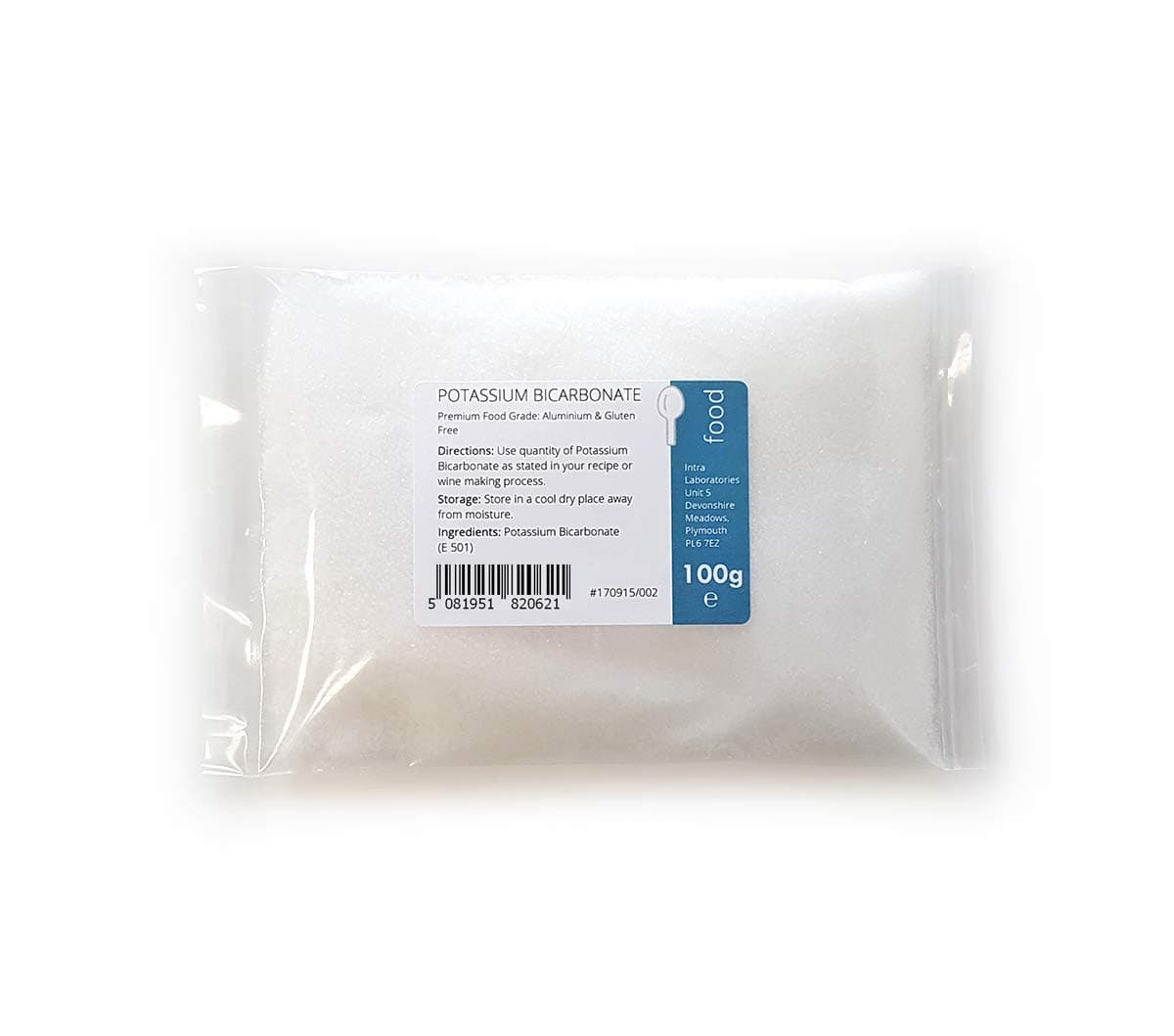 Intralabs Potassium Bicarbonate-Pure Food Grade Granules, White Crystal, 100g