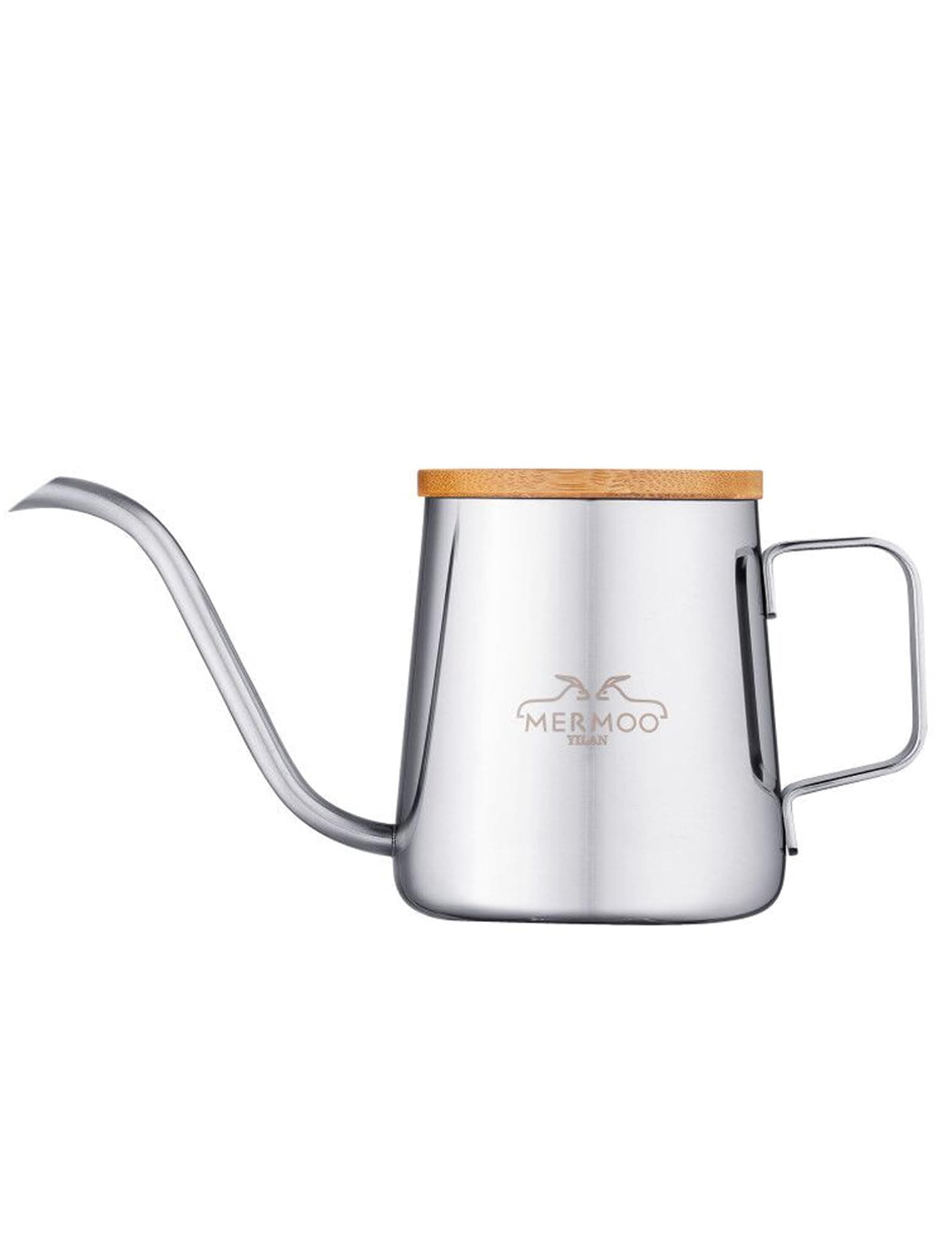 MERMOO YILAN Gooseneck Kettle with Lid Small Pour Over Coffee Kettle 350ml Stainless Steel Goose Neck Kettle Long Spout Tea Pot Travel Pour Over Coffee Maker Mini Camping Drip Coffee Pot