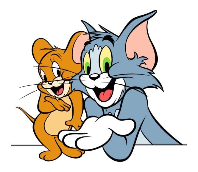 PVC Vinyl 'PVC Vinyl Tom and Jerry Cartoon Wall Stickers for Bedroom Home Kids Room,Multicolor,60 X 57 Centimeter,Pack of 1