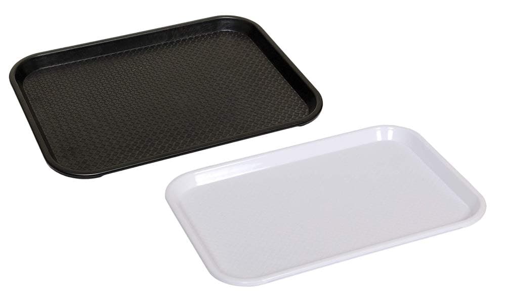 Durable Multi-Use Plastic Serving Trays 18" Rectangular Plastic Trays for Kitchen (Pack of 2, Black-White)
