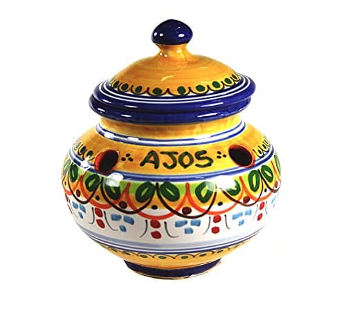 YuanKanJu Blue and Yellow Ceramic Garlic Jar by La Tienda