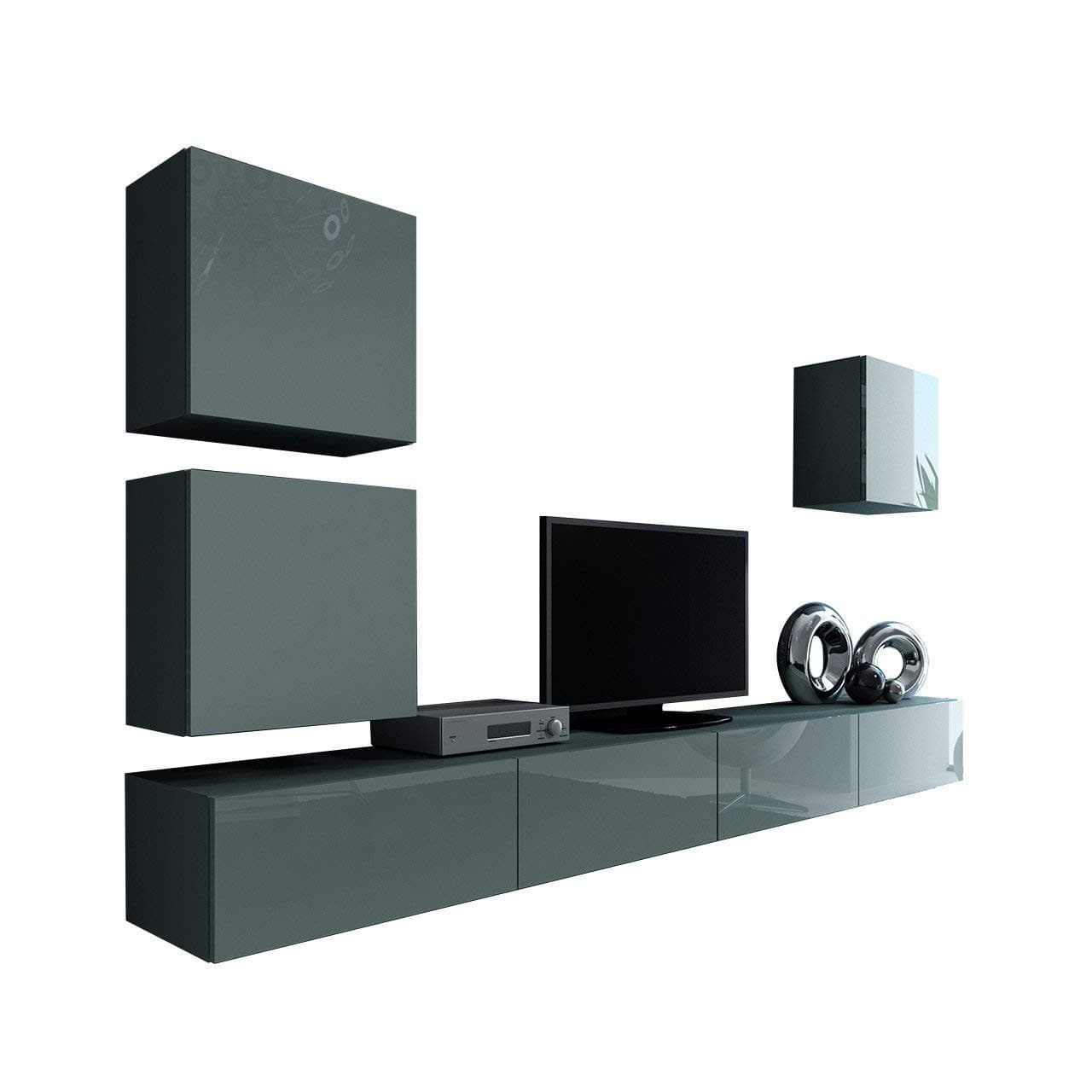 Domadeco Vilado 22 wall mounted tv cabinet modern unique furniture for living room Color (Grey & Grey)