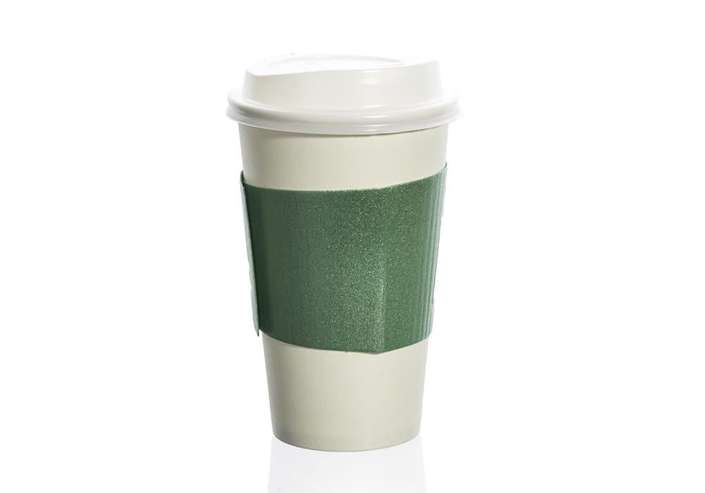 GoGoes Paper Hot Cups with Lids and Mint Green Cup Sleeves, White, 16 Oz (50 Count)