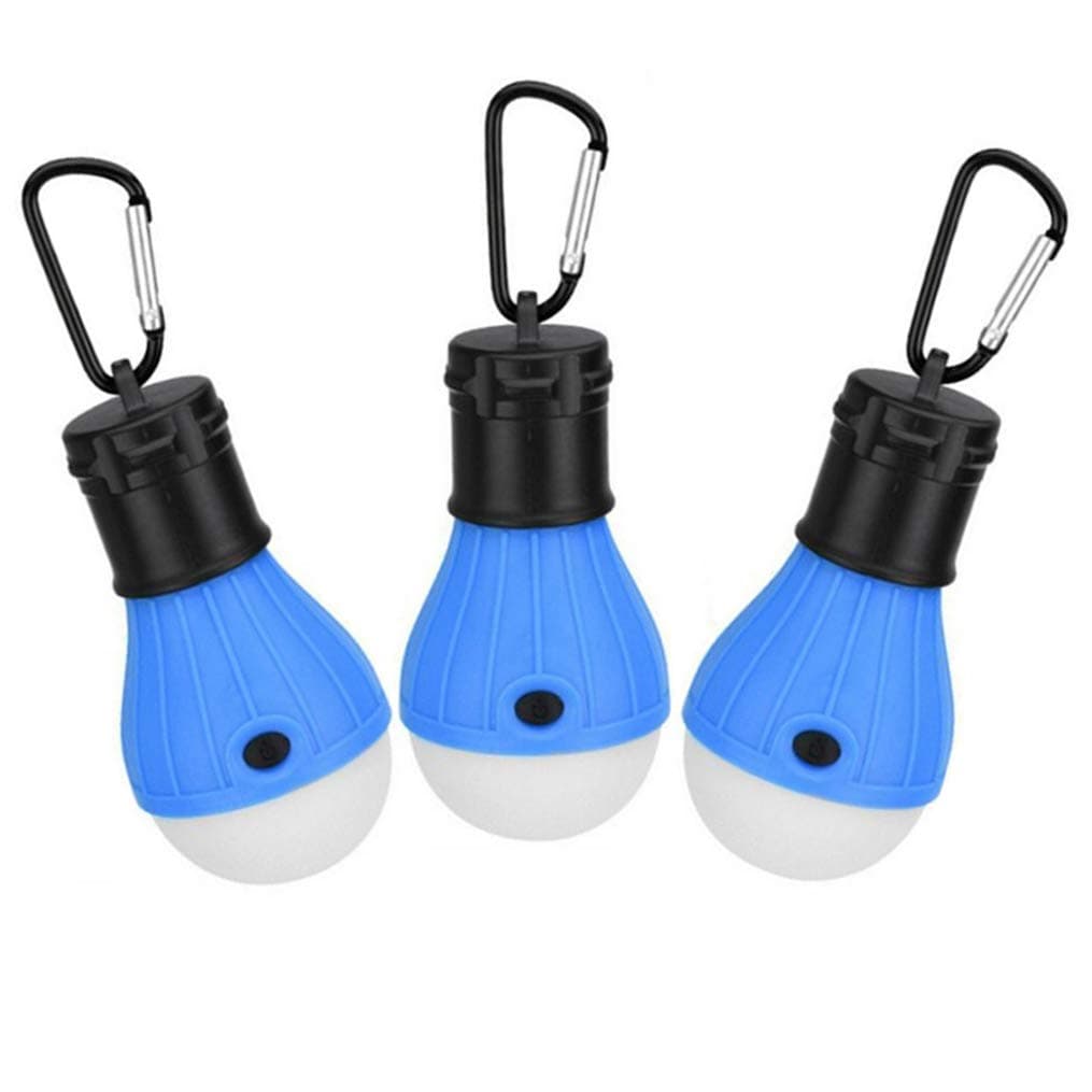 3 Pack LED Camping Lamp Tent Lights, Waterproof Portable Bulb, Battery Powered for Hurricane Emergency,Home, Fishing, Camping, Hiking,Backpacking and Other Indoor and Outdoor Activities (Blue)
