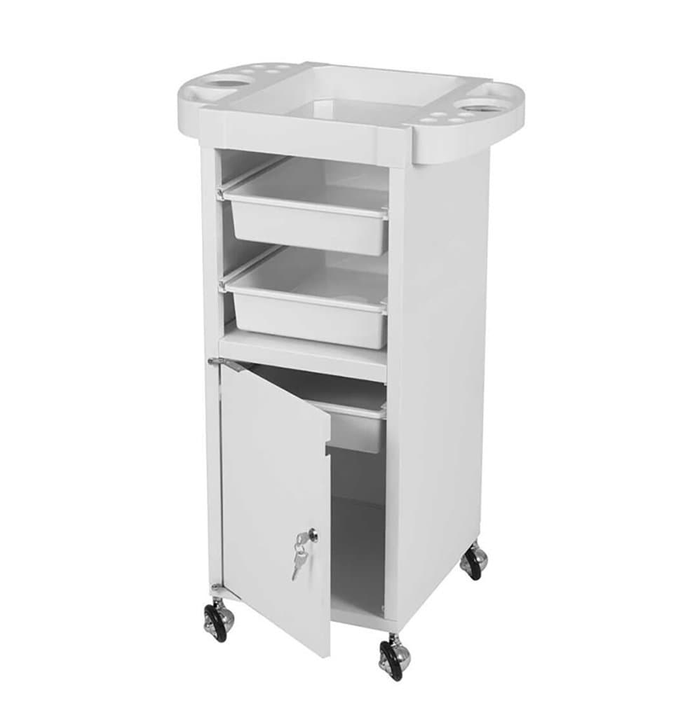 Salon Hairdressing Trolley Storage Tray Cart Coloring Beauty Hair Dryer Holder Stylist Equipment with Lockable Door,Rolling Wheels, Drawer