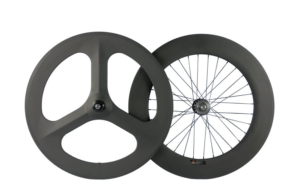 Supereteam Front Tri Spoke Rear 88mm Carbon Wheels 700c Clincher Fixed Wheelset