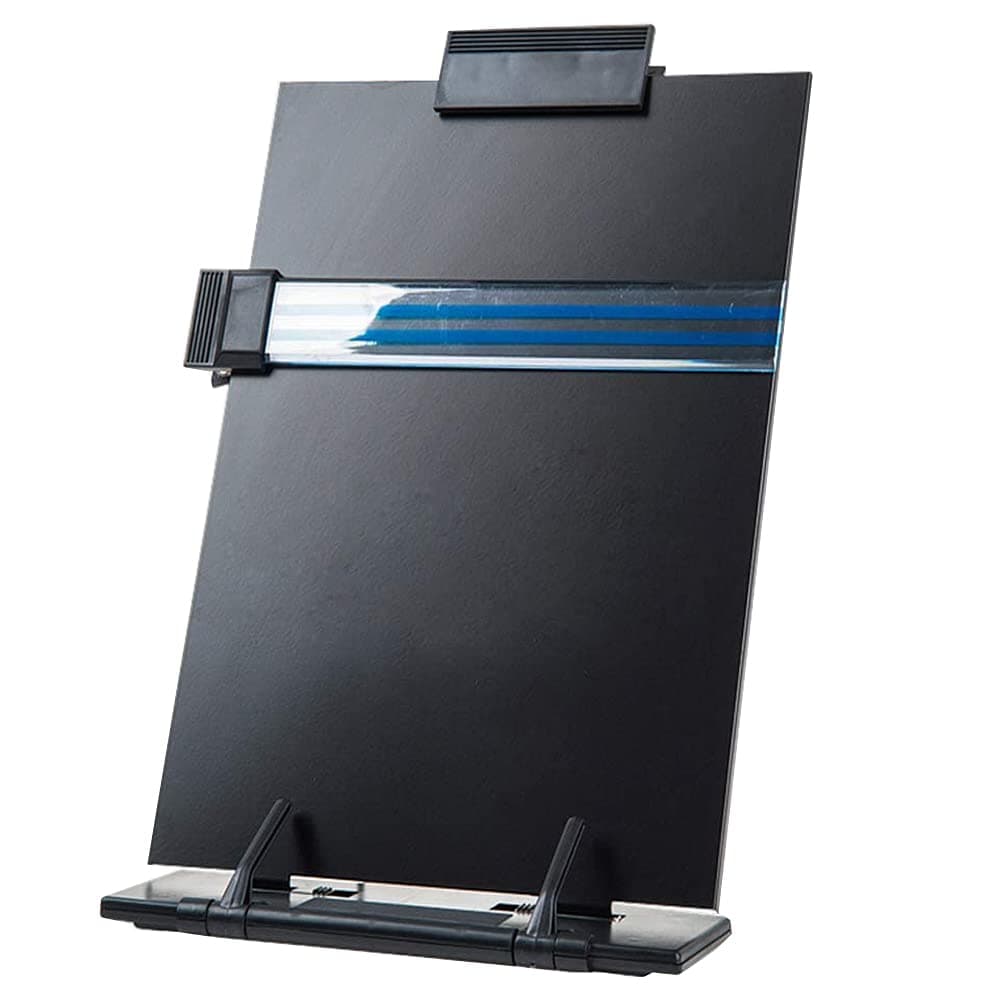 SIBY Metal Desktop Document Book Holder with 7 Adjustable Position | Book Reading Stand with Ruler and Clips(1Pc, Black)