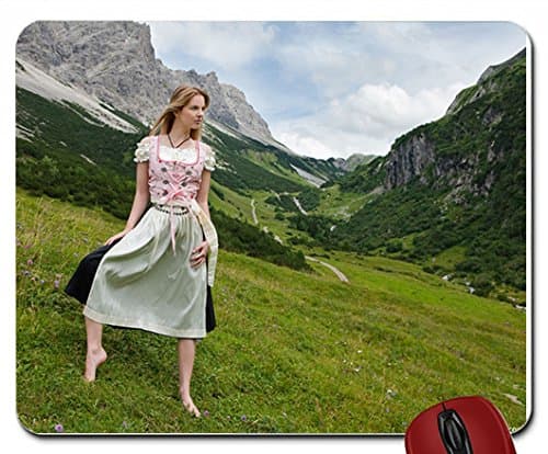 women mountains barefoot belinda dirndl 4000x2667 wallpaper mouse pad computer mousepad