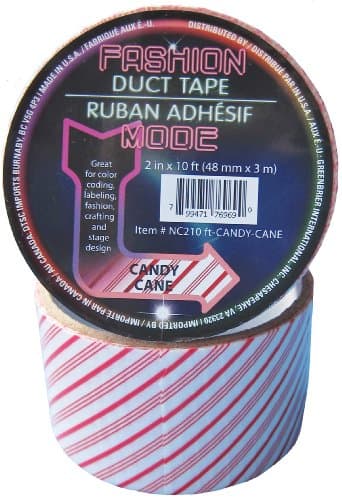 Fashion Mode Brand Candy Cane Printed Duct Tape, 2 Inch by 10 Feet, Single Roll