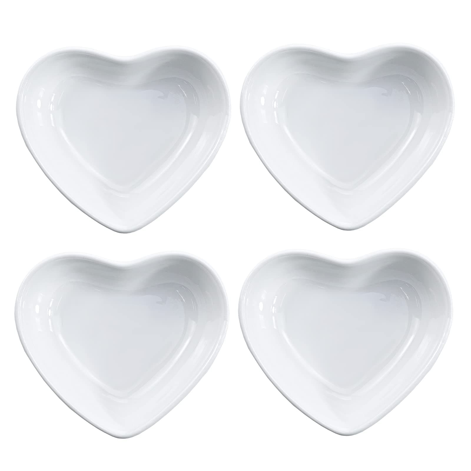 SOCOSYHeart-shaped Multipurpose Ceramic Sauce Dish Seasoning Dishes Sushi Dipping Bowl Appetizer Plates Serving Dish Saucers Bowl(Set of 4)