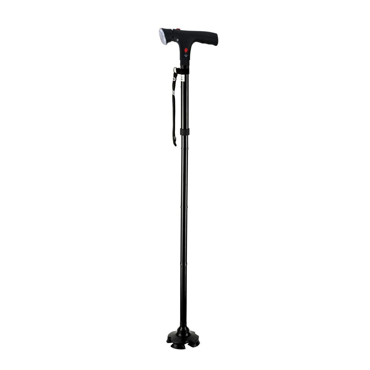 JGYu Cane, Folding Walking Cane With Alarm And LED Light Adjustable Height Walking Stick For Men And Women Aluminum Alloy Balancing Mobility Aid, Collapsible Cane (Color : Black)