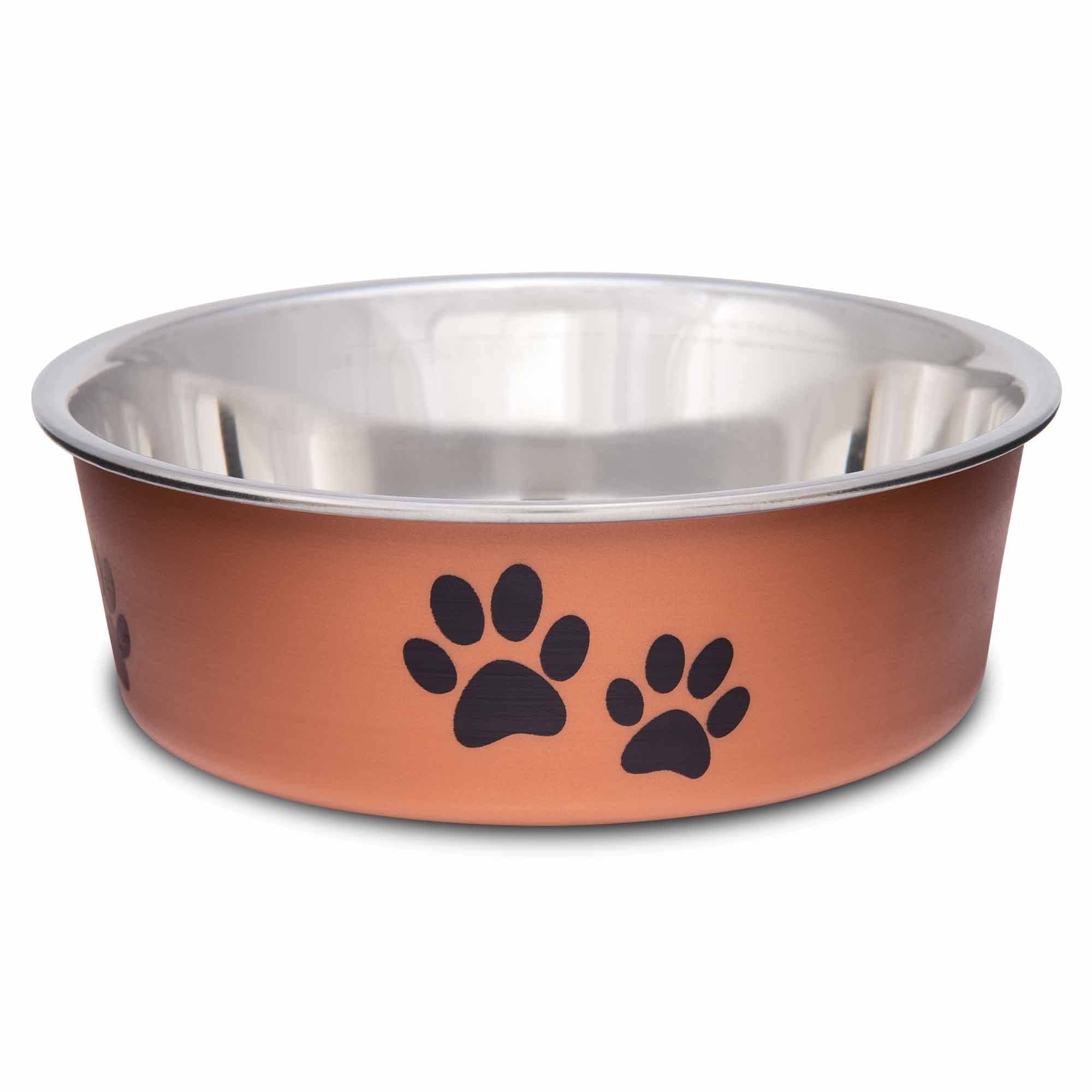 Loving Pets Stainless Steel Bella Dog Bowl Non-Slip Dishwasher Safe & Bacteria Resistant Metallic Pet Dish - Copper - Small (426 ml)
