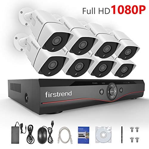 POE Security Camera Systems,Firstrend Security Camera System POE with 8pcs 1080P Security Cameras P2P POE Home Security Camera System with 2TB Hard Drive Installed Easy Setup Free APP