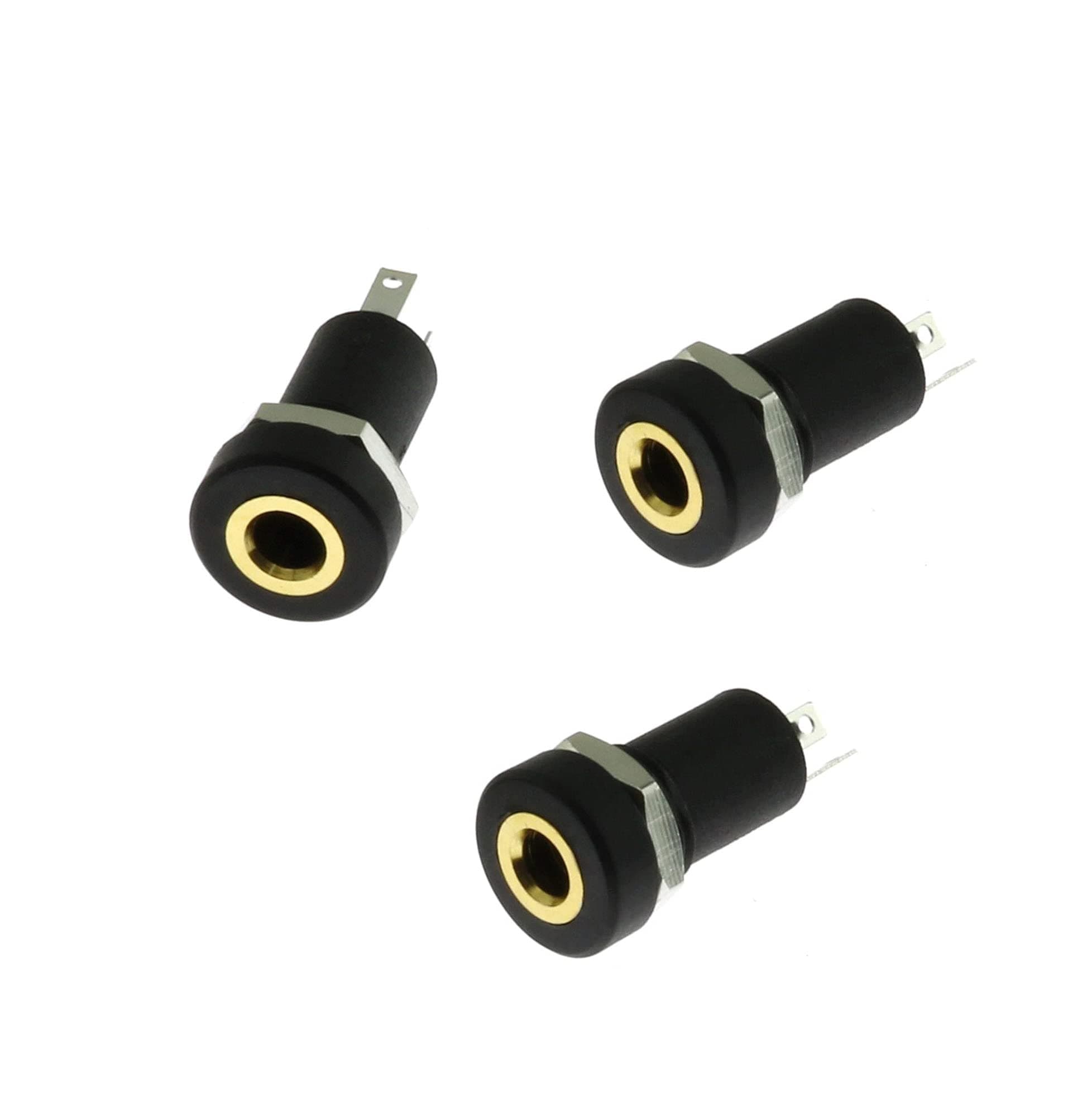 Longdex 3.5mm Stereo Panel Mount Jack 3PCS 3.5mm 1/8Inch Mini Female Stereo Panel Mount Solder Headphone Socket Connector