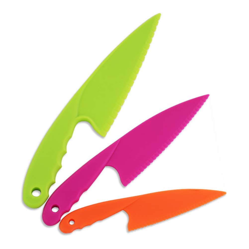 Jatidne3pcs Kids Knives for Chopping Plastic Safety Knives for Children Kitchen Knife Set Salad Lettuce Knife for Cooking