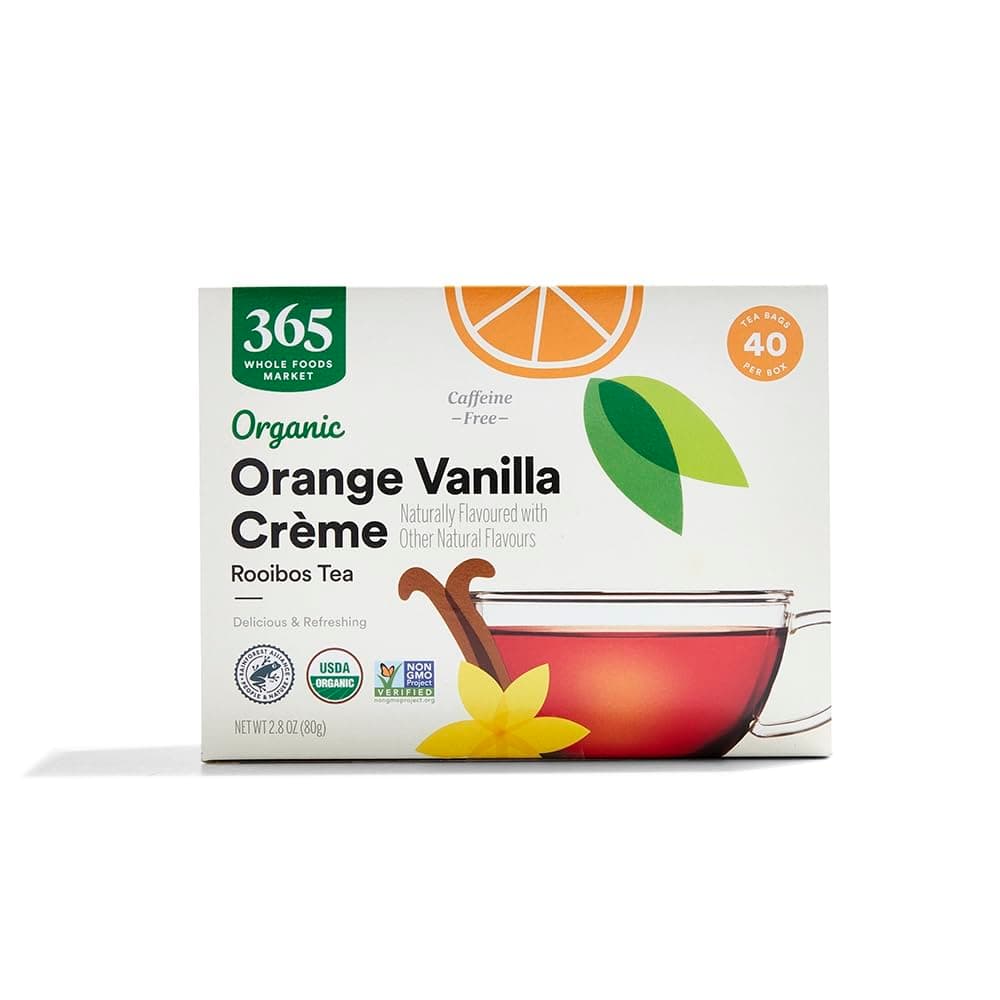 365 by Whole Foods Market, Organic Orange Vanilla Crème Rooibos Herbal Tea, Caffeine Free, 40 Count