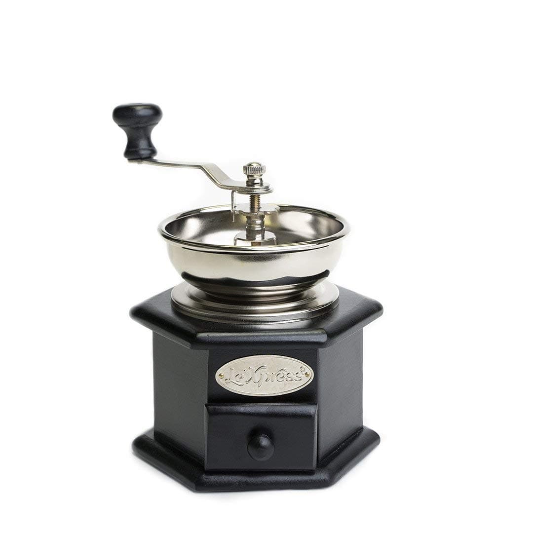 KitchenCraft Le'Xpress Manual Coffee Grinder with Vintage-Style Wooden Drawer, 12 x 12 x 17 cm