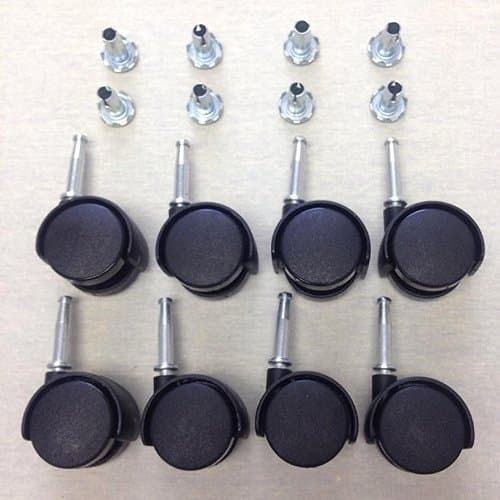 8 x Black Deluxe Furniture Twin Castor Wheels - Divan Bed Sofa Settee Chair