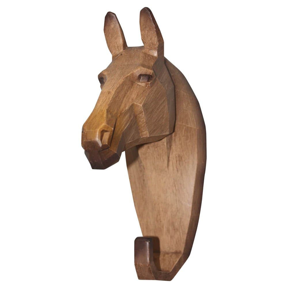 Wildlife Collection Horse Head Single Coat Hook, Clothes Rack, Animal Decorative Wall Hanger, Brown, 7-inch Polyresin