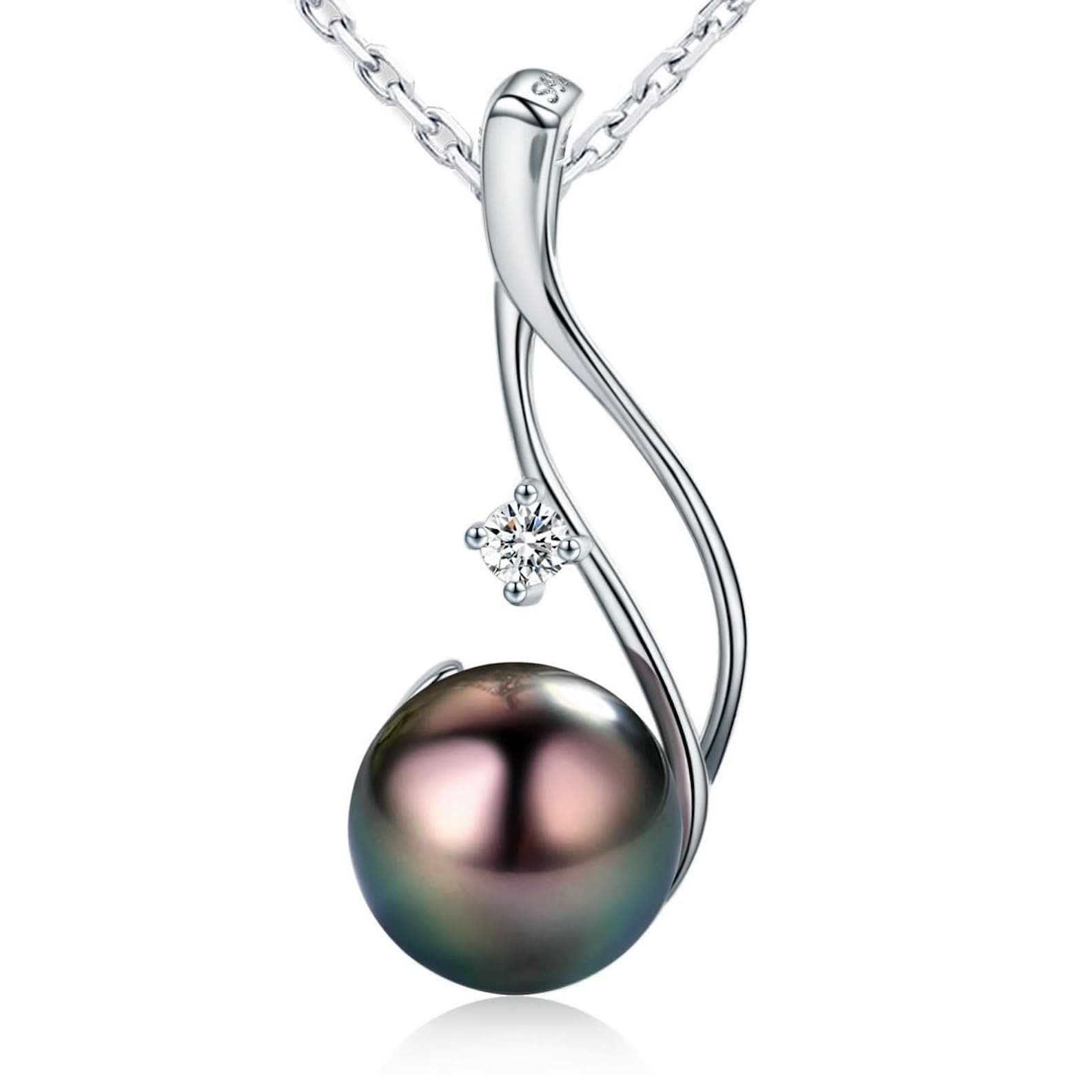 Tahitian Black Pearl Necklaces for Women - Anniversary, Birthday, Valentines Day Gifts for Wife, Girlfriend, Mom - Chaulri 925 Sterling Silver Genuine Real Pearl Jewelry - Regalo de Aniversario para Esposa - Collar de Perlas para Mujer