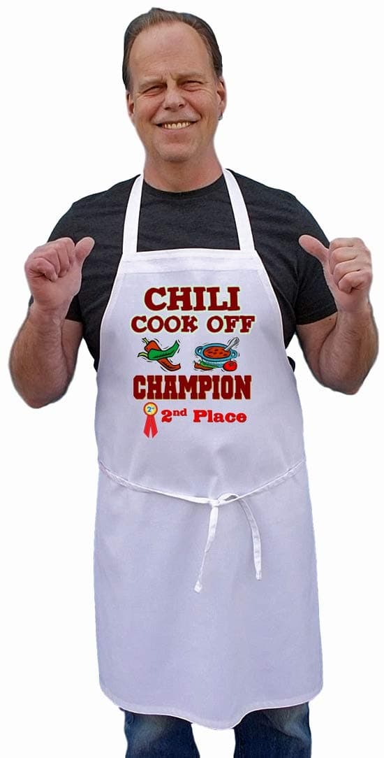 Chili Cook Off Champion Second Place Competition Prize, White Chef Apron Trophy, Cook Off Judges Award