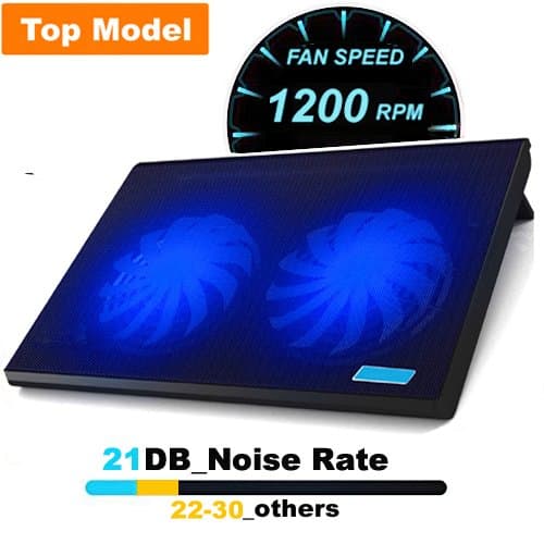 ThreeLeaf T102 10-15.4" Laptop Cooling Pad (Big 2Fans Super Quiet, Double sides built-in USB line, Back feet stand)