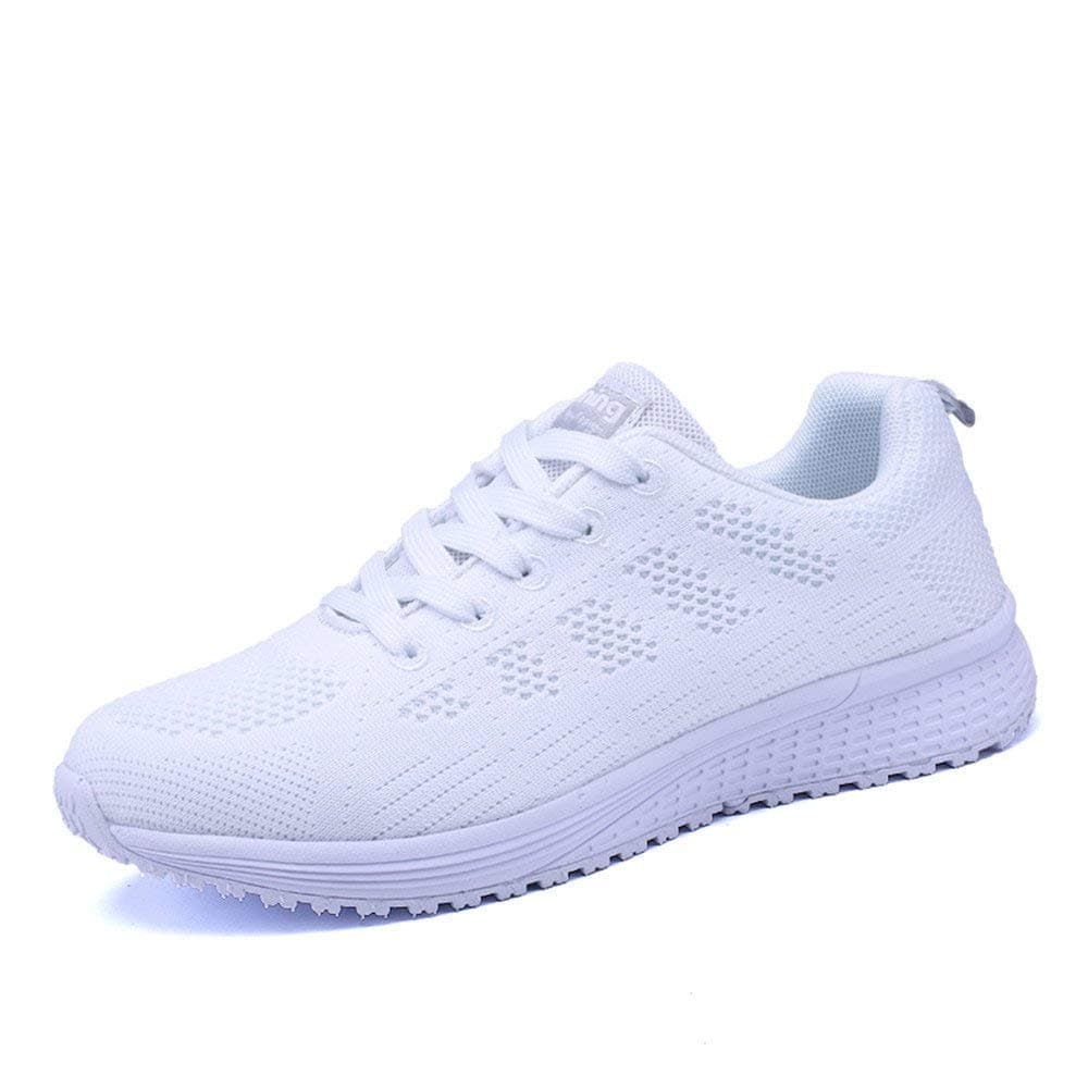 Vinstoken Womens Ladies Trainers Lace-up Fitness Sports Shoes Athletic Running Sneakers White 40