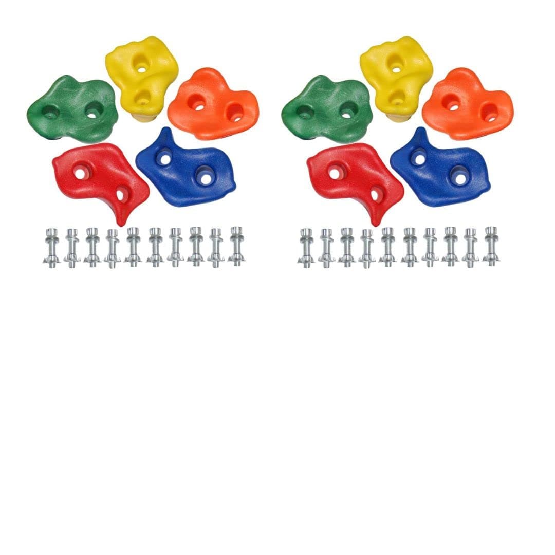 ChildWood PlayKids Rock wall Climbing Holds Large size climbing wall stones Perfect for Climbing Frames Hardware included (Pack of 10 Rocks)