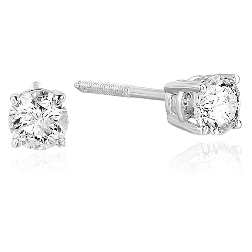 VIR JEWELS1/2 to 2 cttw Diamond Stud Earrings 14K White Gold Round Screw Backs